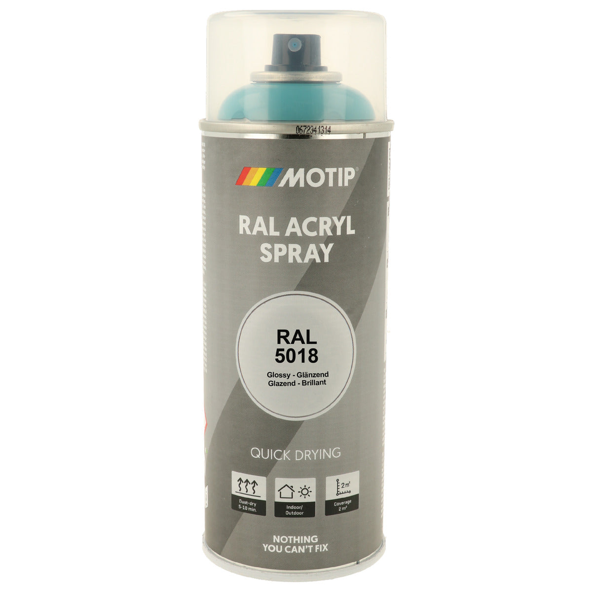 PEINTURE SECHAGE RAPIDE RAL ACRYL RAL5018 BRILLANT AEROSOL 400ML MOTIP