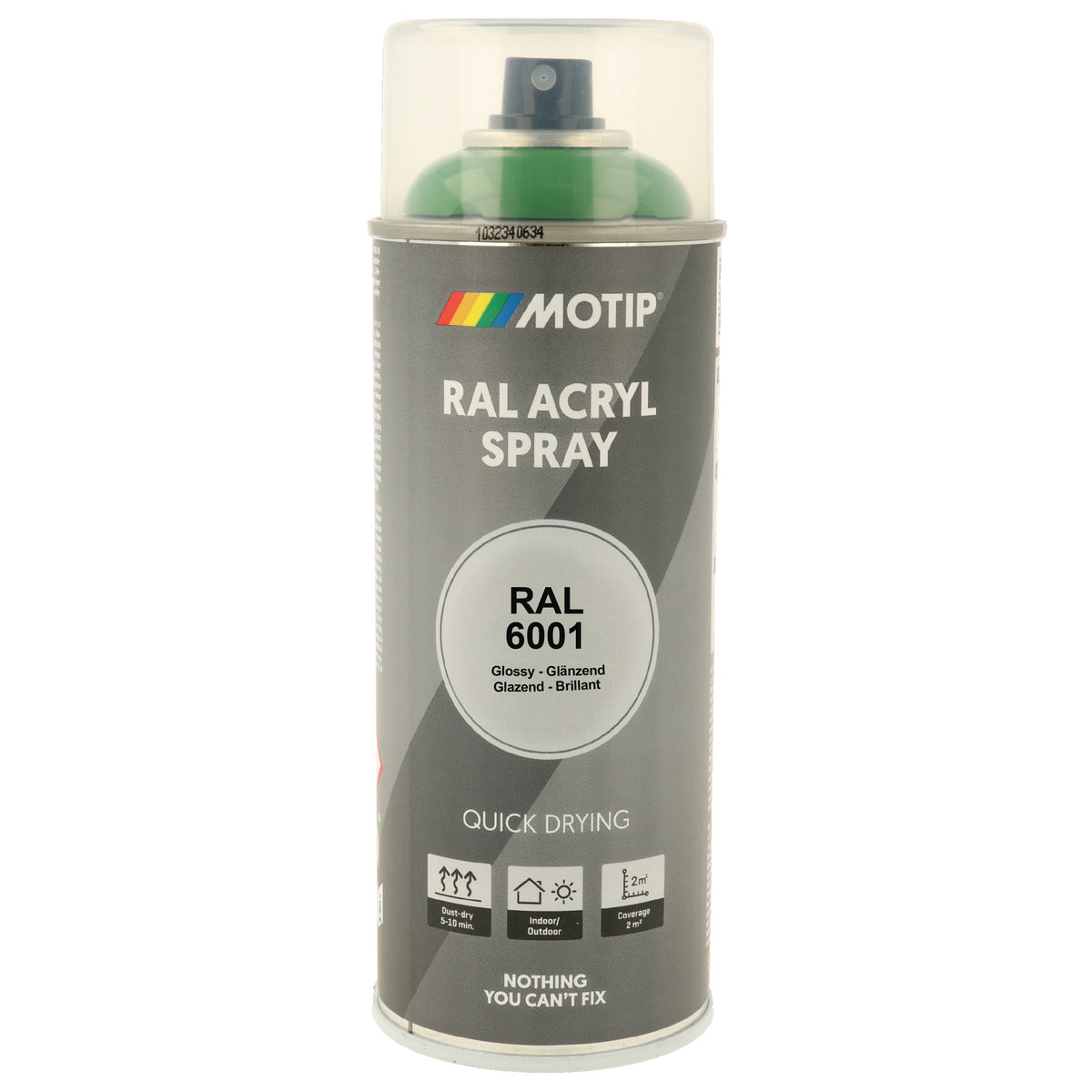 PEINTURE SECHAGE RAPIDE RAL ACRYL RAL6001 BRILLANT AEROSOL 400ML MOTIP