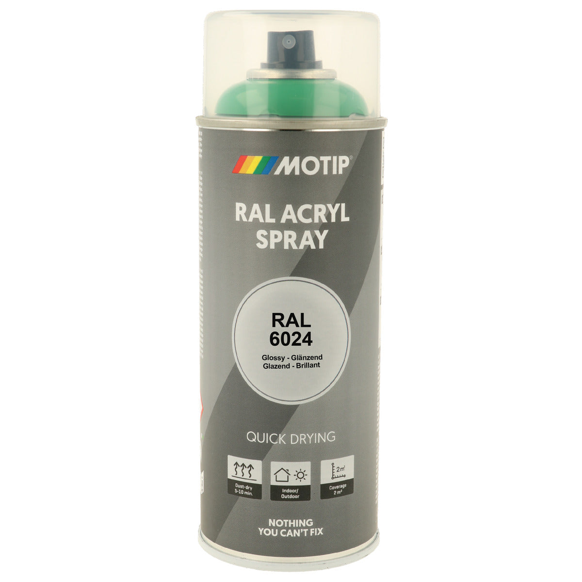 PEINTURE SECHAGE RAPIDE RAL ACRYL RAL6024 BRILLANT AEROSOL 400ML MOTIP