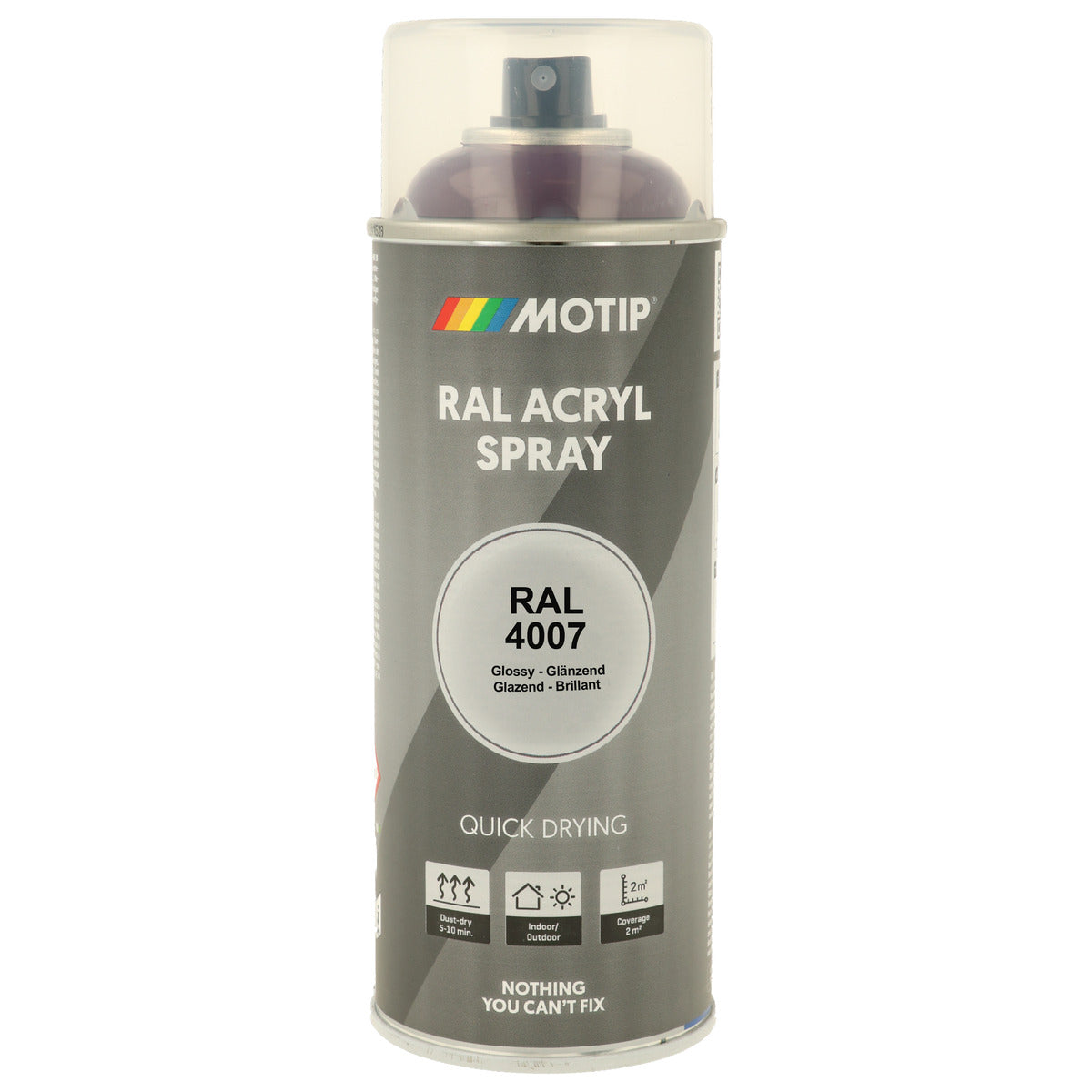 PEINTURE SECHAGE RAPIDE RAL ACRYL RAL4007 BRILLANT AEROSOL 400ML MOTIP