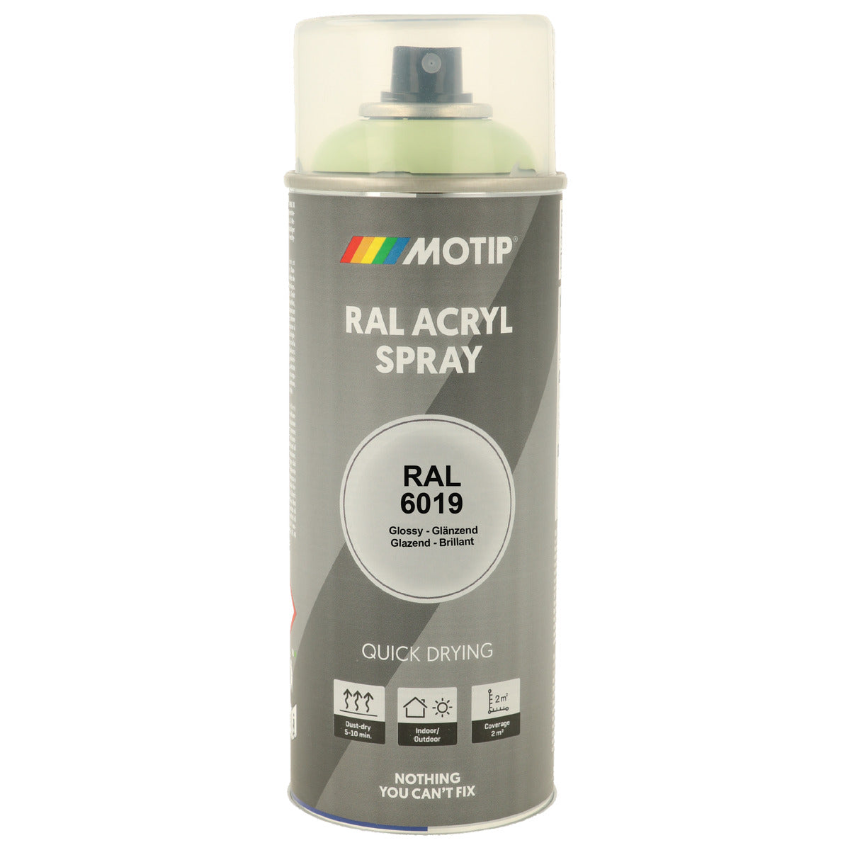 PEINTURE SECHAGE RAPIDE RAL ACRYL RAL6019 BRILLANT AEROSOL 400ML MOTIP