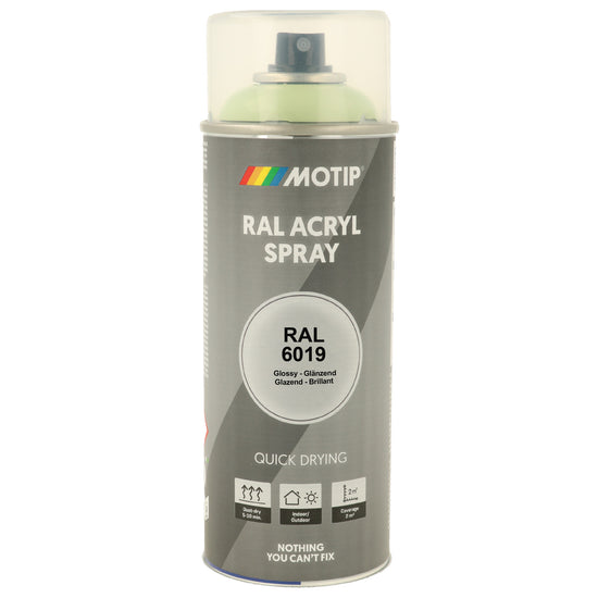 PEINTURE SECHAGE RAPIDE RAL ACRYL RAL6019 BRILLANT AEROSOL 400ML MOTIP