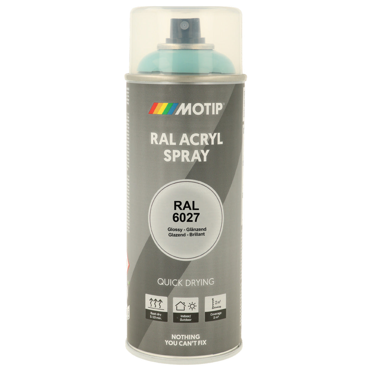 PEINTURE SECHAGE RAPIDE RAL ACRYL RAL6027 BRILLANT AEROSOL 400ML MOTIP