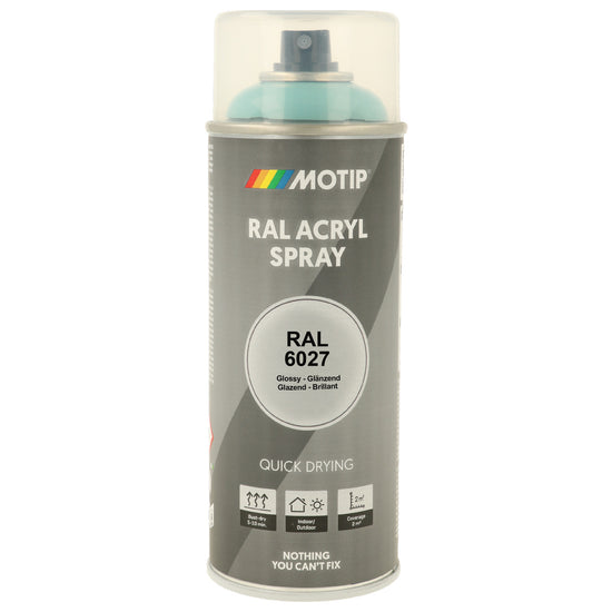 PEINTURE SECHAGE RAPIDE RAL ACRYL RAL6027 BRILLANT AEROSOL 400ML MOTIP