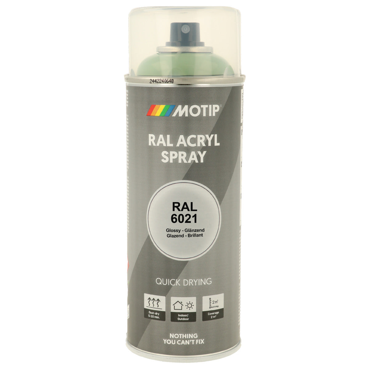 PEINTURE SECHAGE RAPIDE RAL ACRYL RAL6021 BRILLANT AEROSOL 400ML MOTIP