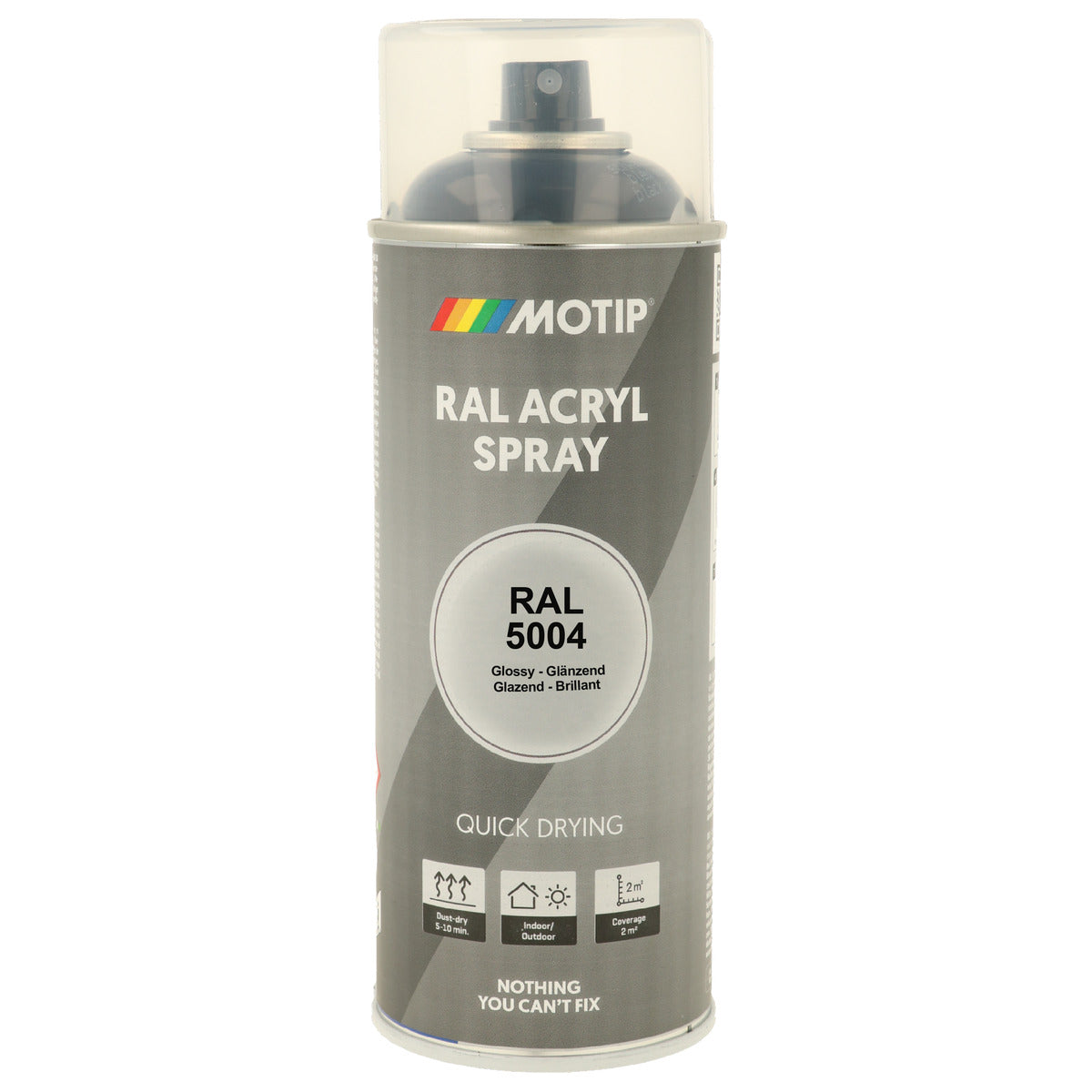 PEINTURE SECHAGE RAPIDE RAL ACRYL RAL5004 BRILLANT AEROSOL 400ML MOTIP