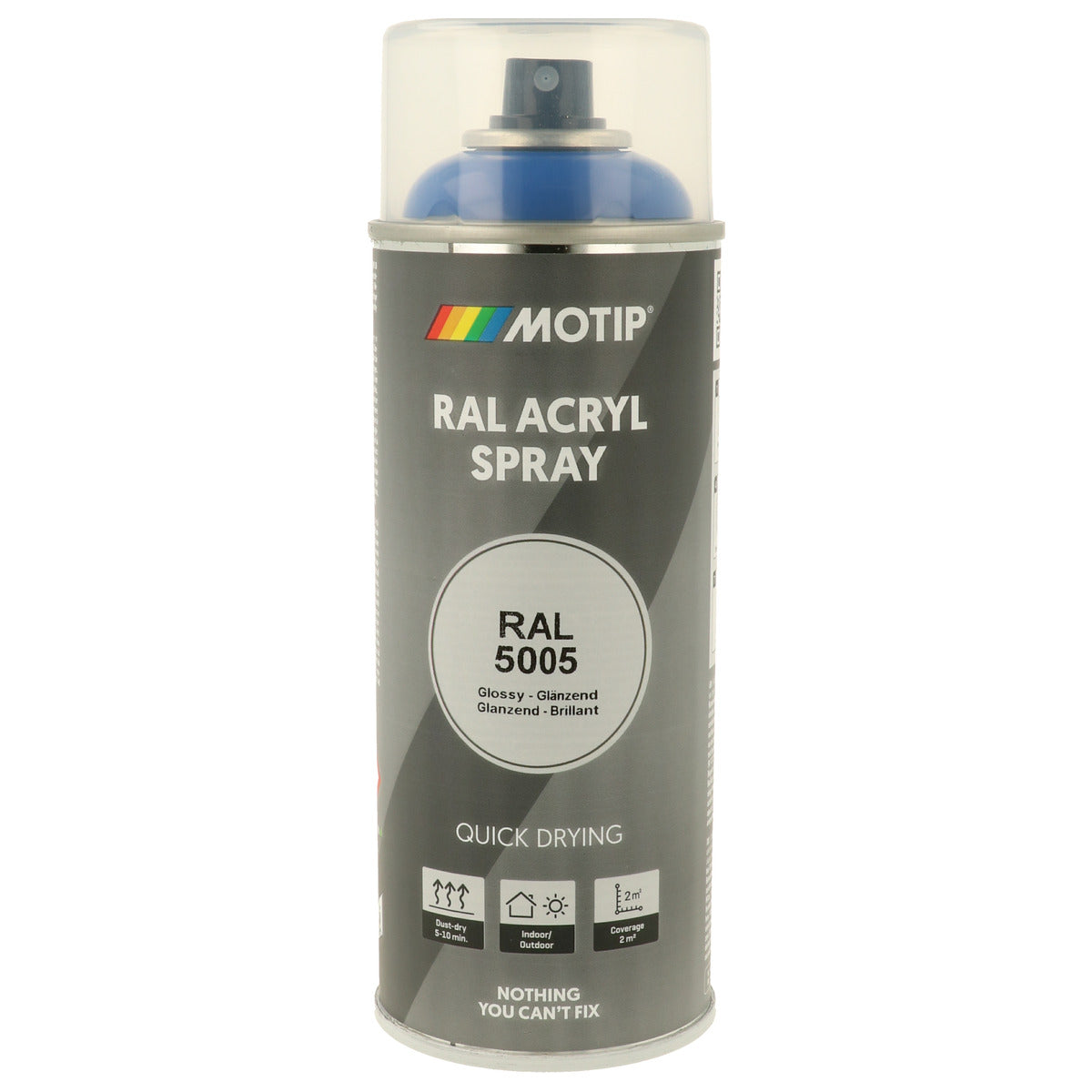 PEINTURE SECHAGE RAPIDE RAL ACRYL RAL5005 BRILLANT AEROSOL 400ML MOTIP