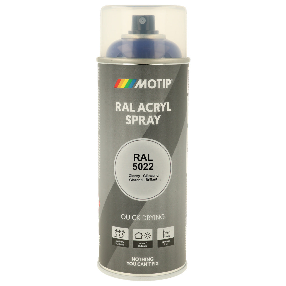 PEINTURE SECHAGE RAPIDE RAL ACRYL RAL5022 BRILLANT AEROSOL 400ML MOTIP