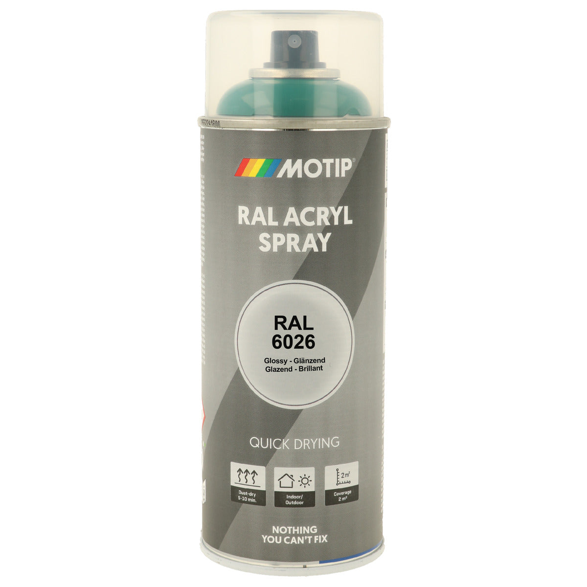 PEINTURE SECHAGE RAPIDE RAL ACRYL RAL6026 BRILLANT AEROSOL 400ML MOTIP