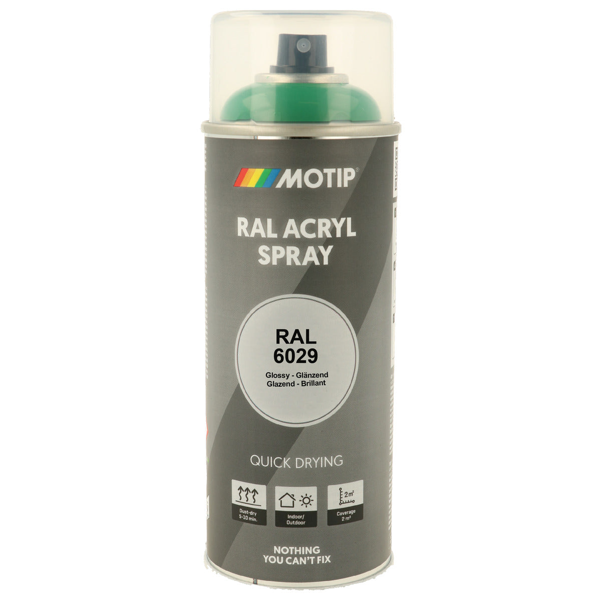 PEINTURE SECHAGE RAPIDE RAL ACRYL RAL6029 BRILLANT AEROSOL 400ML MOTIP