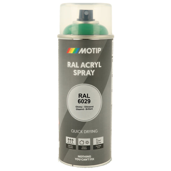 PEINTURE SECHAGE RAPIDE RAL ACRYL RAL6029 BRILLANT AEROSOL 400ML MOTIP
