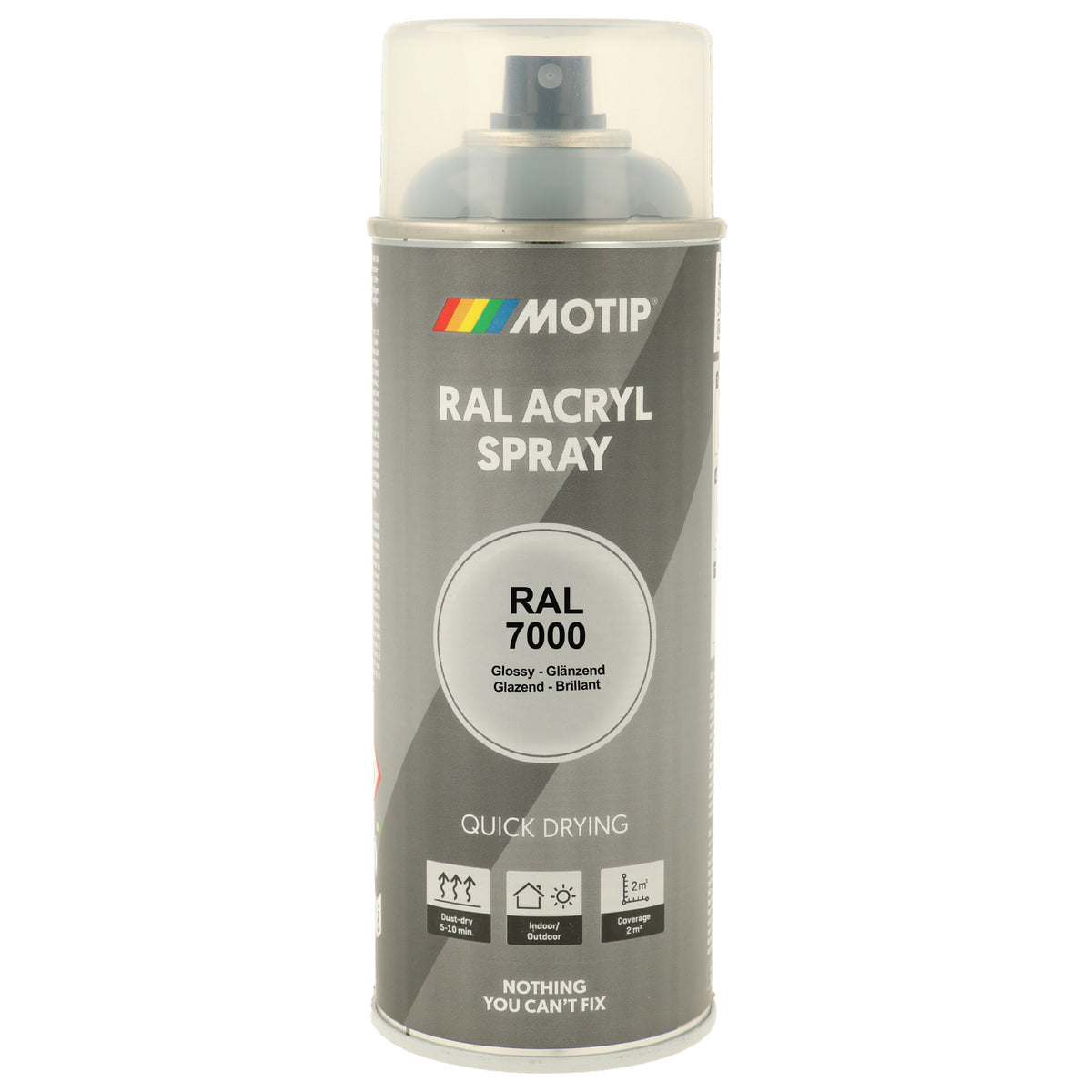 PEINTURE SECHAGE RAPIDE RAL ACRYL RAL7000 BRILLANT AEROSOL 400ML MOTIP