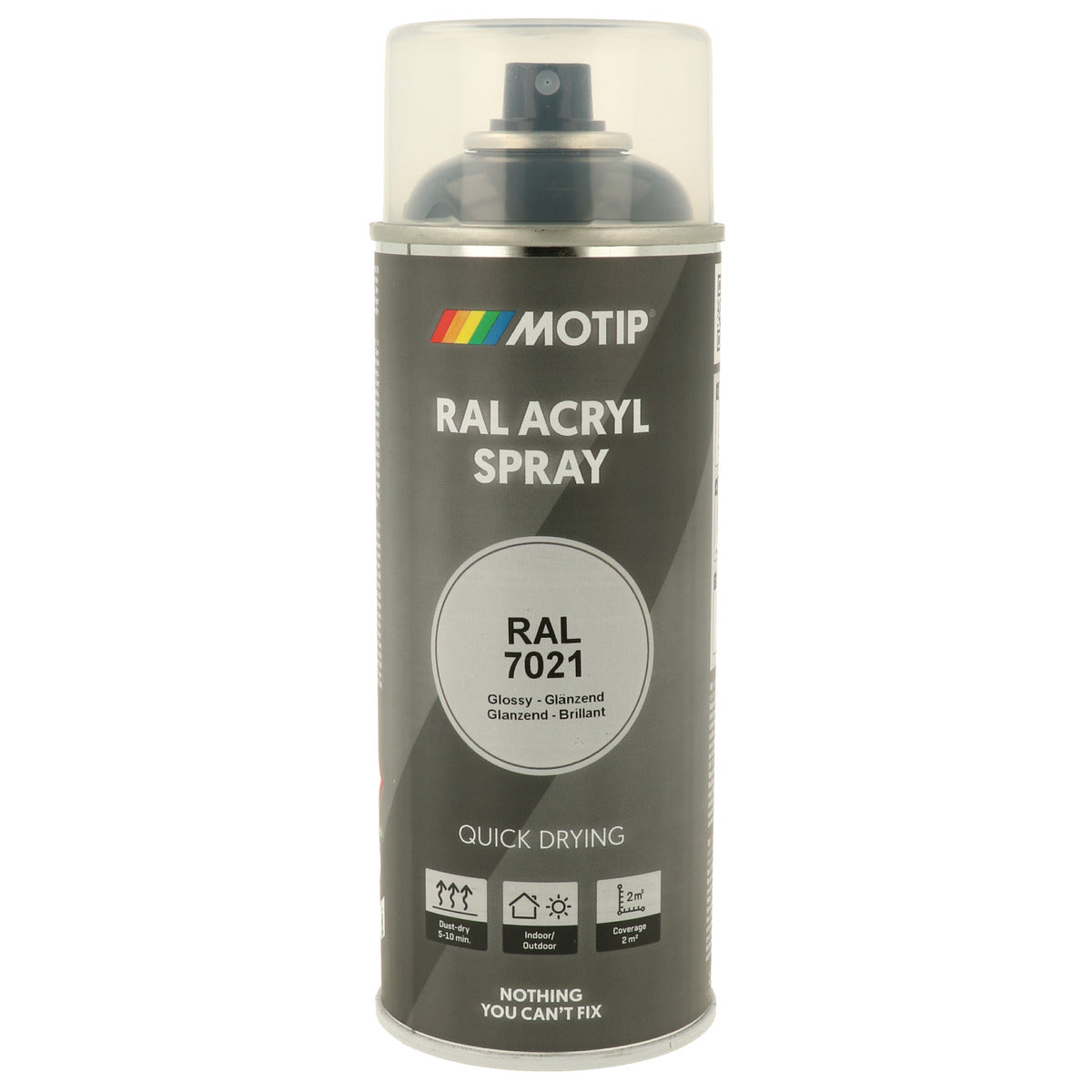 PEINTURE SECHAGE RAPIDE RAL ACRYL RAL7021 BRILLANT AEROSOL 400ML MOTIP