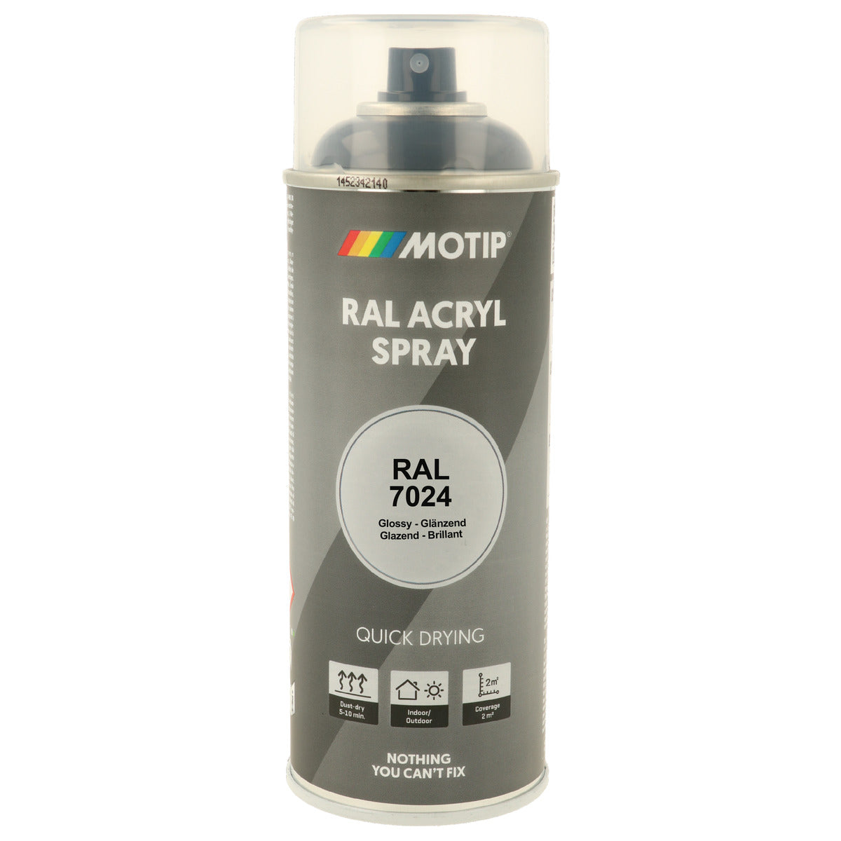 PEINTURE SECHAGE RAPIDE RAL ACRYL RAL7024 BRILLANT AEROSOL 400ML MOTIP