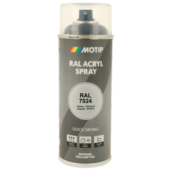 PEINTURE SECHAGE RAPIDE RAL ACRYL RAL7024 BRILLANT AEROSOL 400ML MOTIP