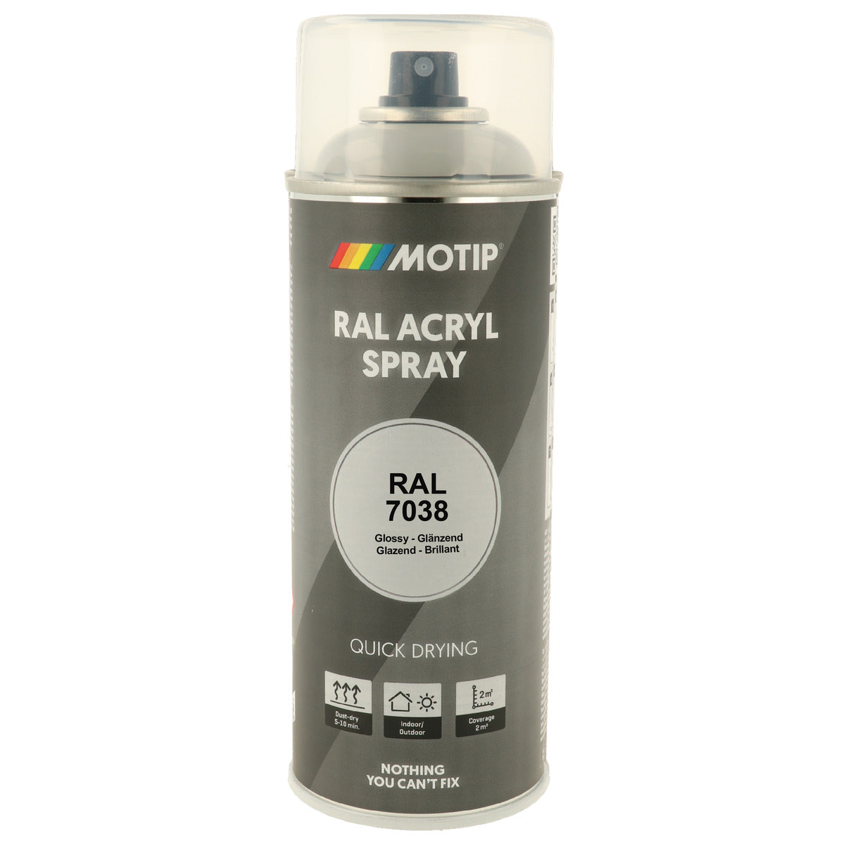PEINTURE SECHAGE RAPIDE RAL ACRYL RAL7038 BRILLANT AEROSOL 400ML MOTIP
