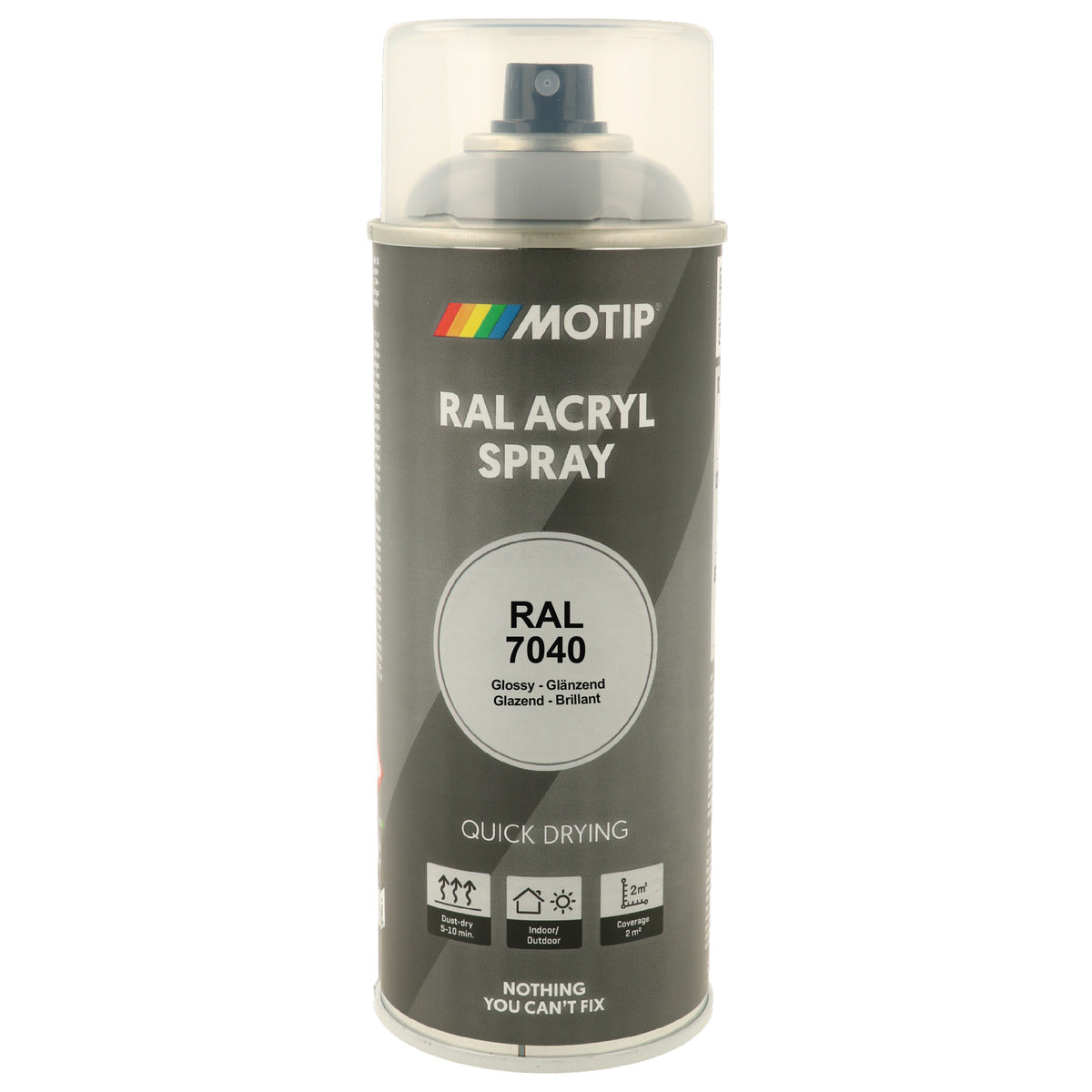 PEINTURE SECHAGE RAPIDE RAL ACRYL RAL7040 BRILLANT AEROSOL 400ML MOTIP