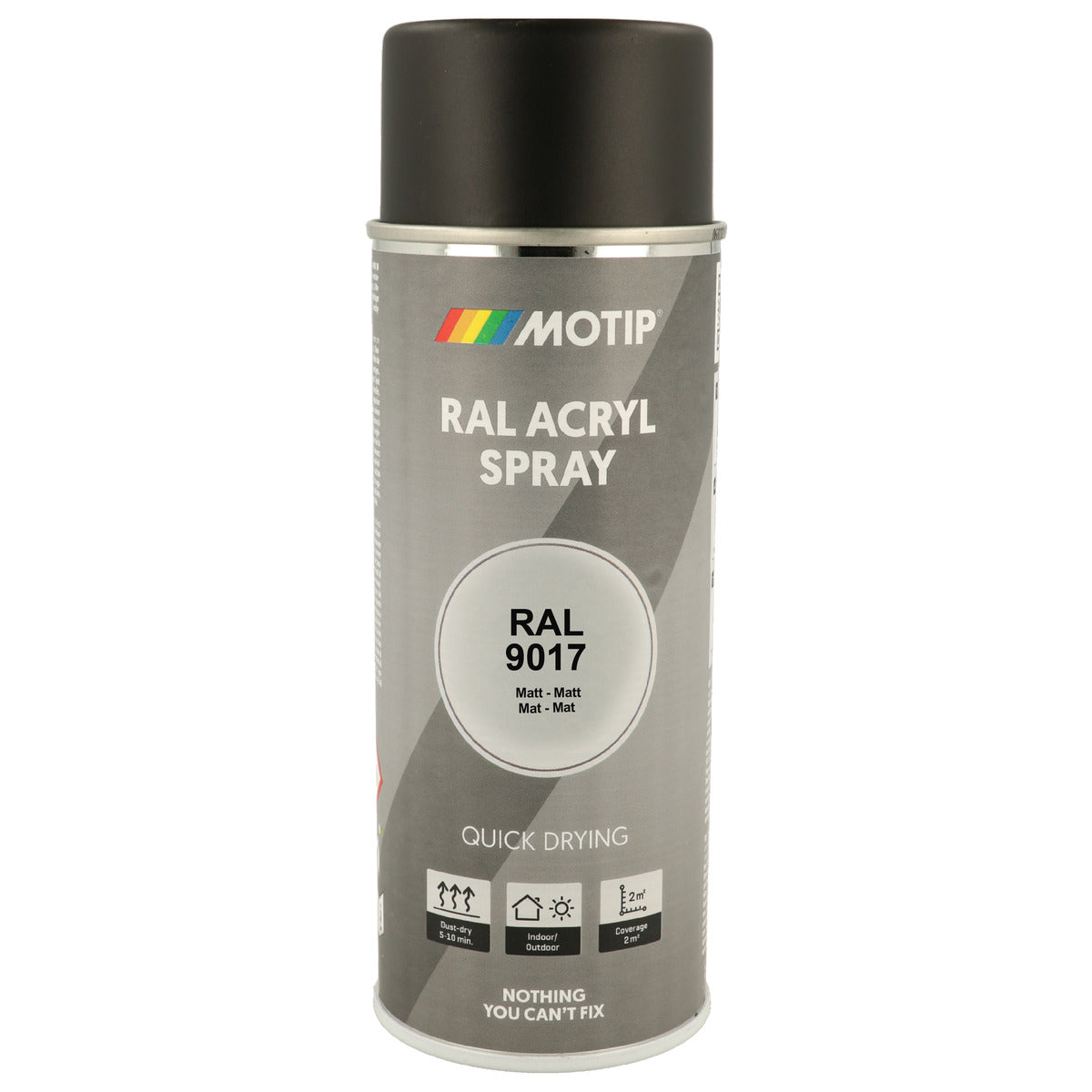 PEINTURE SECHAGE RAPIDE RAL ACRYL RAL9017 MAT AEROSOL 400ML MOTIP