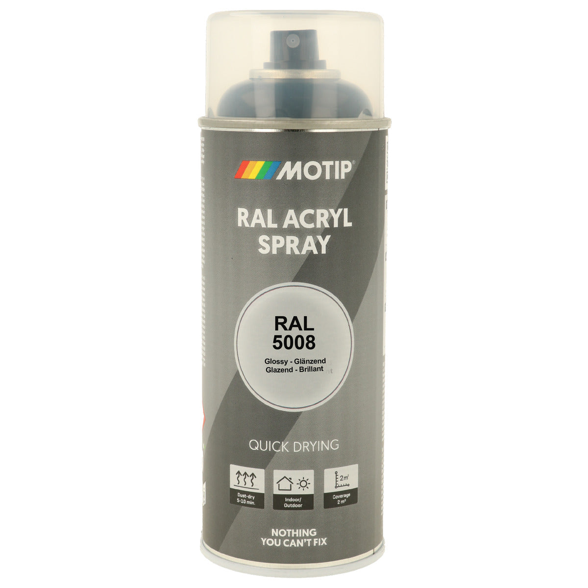 PEINTURE SECHAGE RAPIDE RAL ACRYL RAL5008 BRILLANT AEROSOL 400ML MOTIP