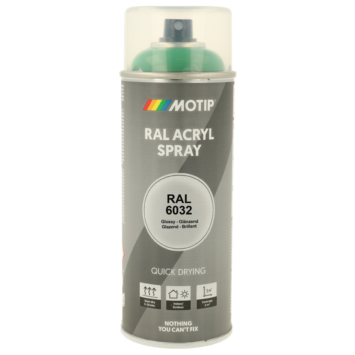 PEINTURE SECHAGE RAPIDE RAL ACRYL RAL6032 BRILLANT AEROSOL 400ML MOTIP