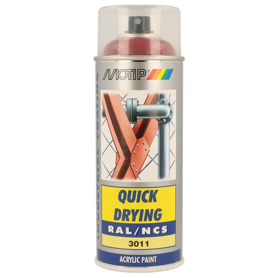 PEINTURE SECHAGE RAPIDE RAL ACRYL RAL3011 BRILLANT AEROSOL 400ML MOTIP