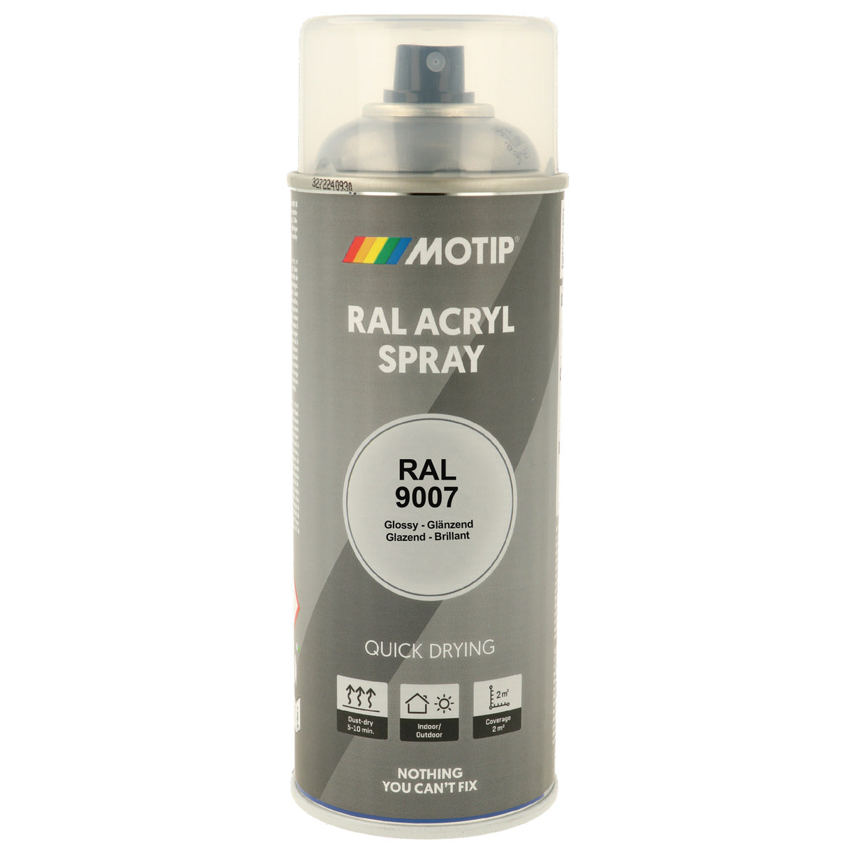 PEINTURE SECHAGE RAPIDE RAL ACRYL RAL9007 BRILLANT AEROSOL 400ML MOTIP