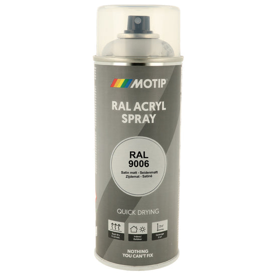 PEINTURE SECHAGE RAPIDE RAL ACRYL RAL9006 SATINE AEROSOL 400ML MOTIP