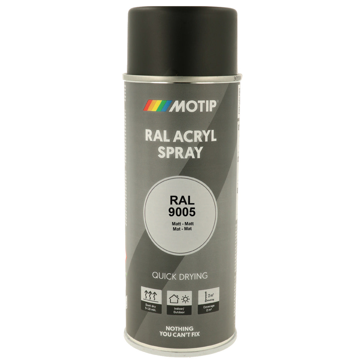 PEINTURE SECHAGE RAPIDE RAL ACRYL RAL9005 MAT AEROSOL 400ML MOTIP