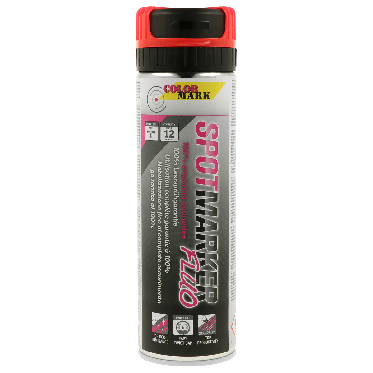 TRACEUR DE CHANTIER ROUGE FLUO SPOTMARKER AEROSOL 500ML COLORMARK