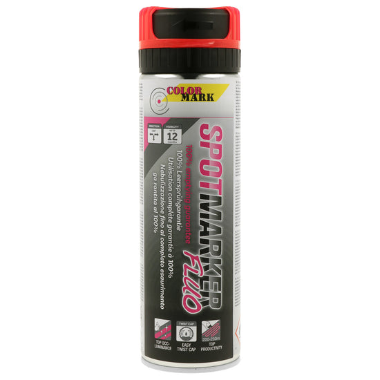 TRACEUR DE CHANTIER ROUGE FLUO SPOTMARKER AEROSOL 500ML COLORMARK