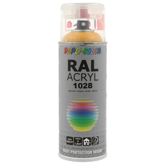 PEINTURE ACRYL RAL1028 JAUNE MELON BRILLANT 400ML DUPLI COLOR