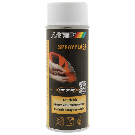 PEINTURE PELABLE ESLASTOMERE SPRAYPLAST BLANC BRILLANT AEROSOL 400ML MOTIP