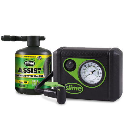 KIT ANTI-CREVAISON 450ML INJECTION SEMI AUTOMATIQUE BOUTEILLE RIGIDE AVEC COMPRESSEUR SLIME