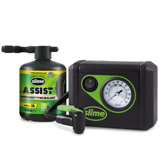 KIT ANTI-CREVAISON 450ML INJECTION SEMI AUTOMATIQUE BOUTEILLE RIGIDE AVEC COMPRESSEUR SLIME