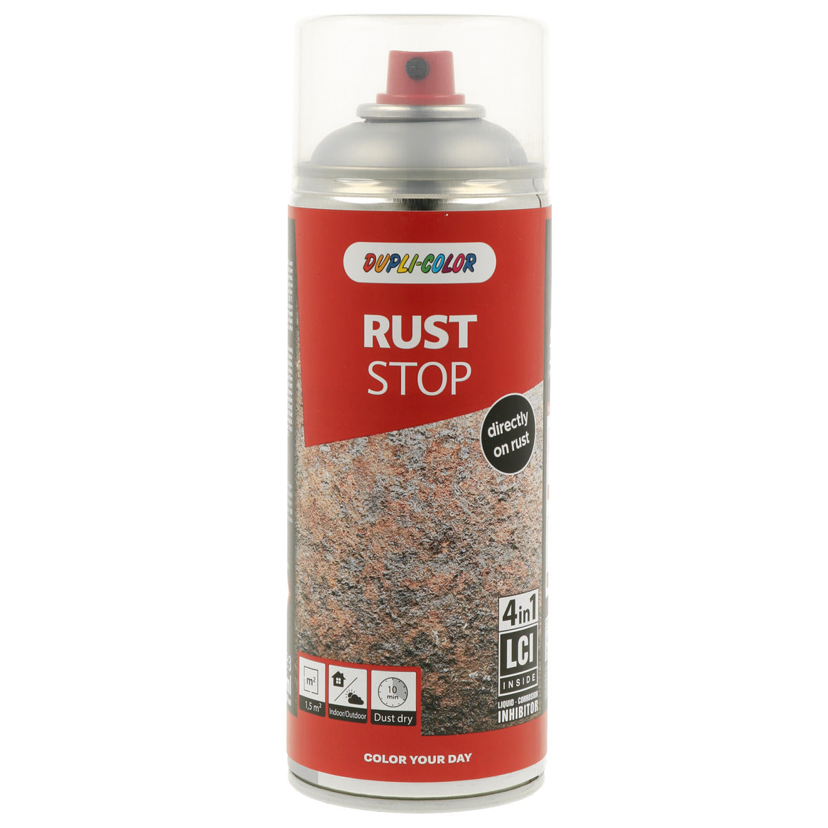 PEINTURE ANTIROUILLE RAL9006 SATINE 4 EN 1 RUST STOP 400ML DUPLI