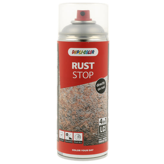 PEINTURE ANTIROUILLE RAL9006 SATINE 4 EN 1 RUST STOP 400ML DUPLI
