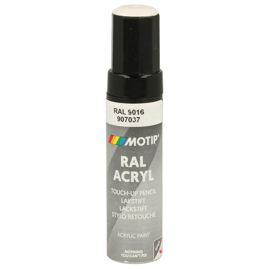 PINCEAU RETOUCHE INDUSTRIEL RAL9016 BLANC SIGNAL BRILLANT 12ML MOTIP