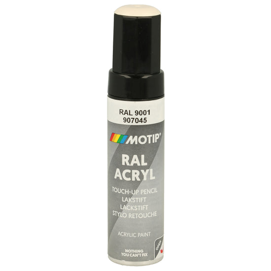 PINCEAU RETOUCHE INDUSTRIEL RAL9001 BLANC CREME BRILLANT 12ML MOTIP