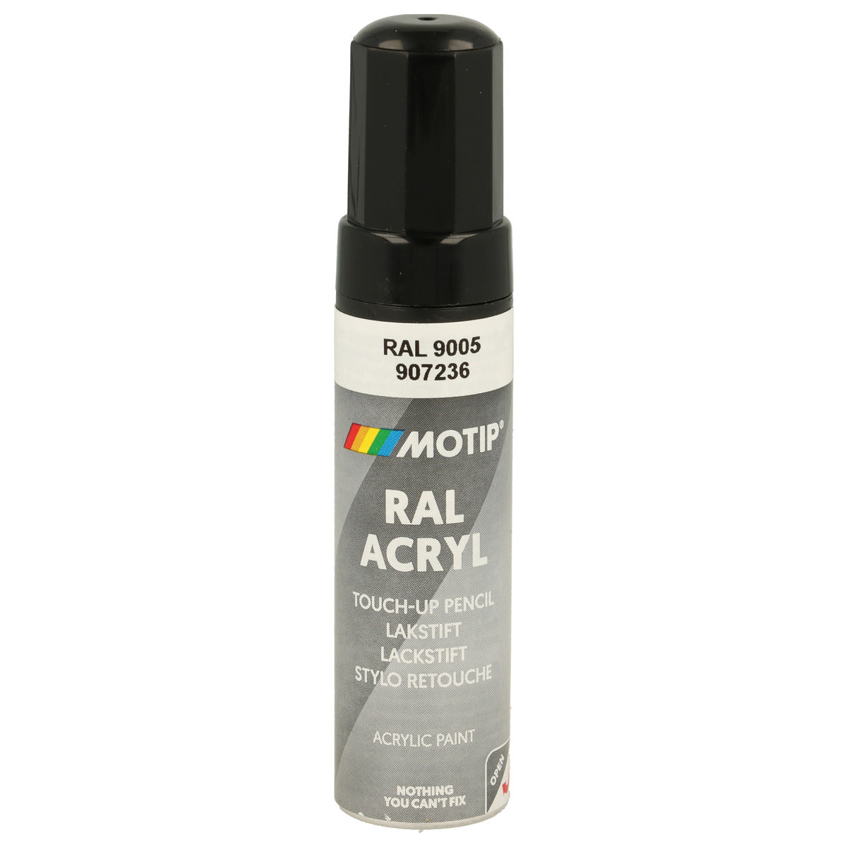 PINCEAU RETOUCHE INDUSTRIEL RAL9005 NOIR FONCE BRILLANT 12ML MOTIP