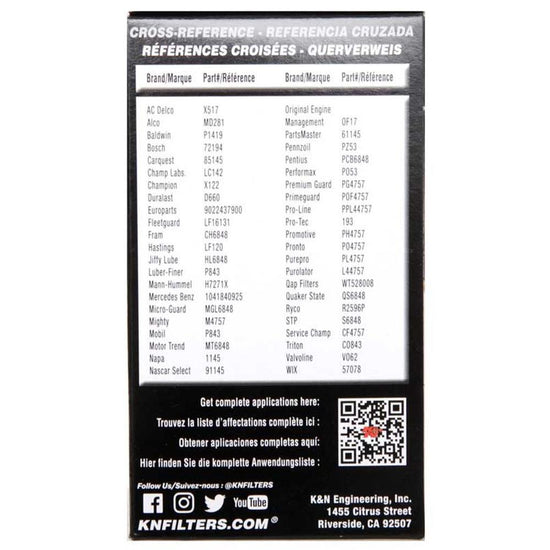 FILTRE A HUILE DE REMPLACEMENT K&N HP-7004