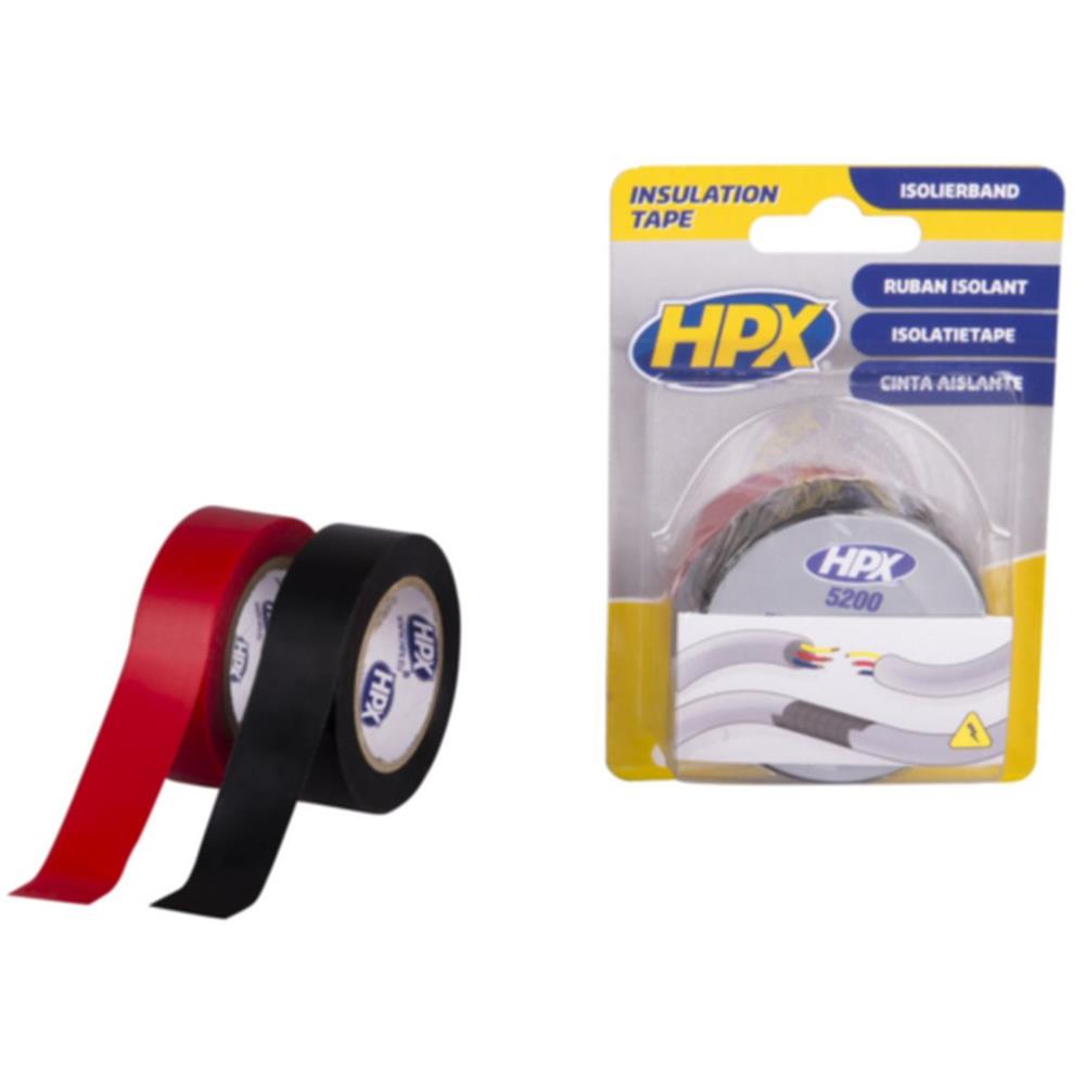 ROULEAUX DE RUBAN ADHÉSIF ISOLANT NOIR ET ROUGE X2 19MM X 10M HPX