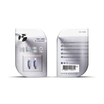 AMPOULES LED X 2   NAVETTE C5W 36MM BLEU 12V   0,40W