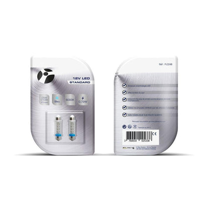 AMPOULES LED X 2   NAVETTE C5W 41MM BLEU 12V   0,72W