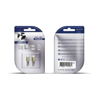 AMPOULES LED X 2   T10 W5W 5LED SMD3528 CANBUS BLANC 12V   2,20W