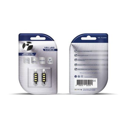 AMPOULES LED X 2   C5W 41MM 4LED SMD5730 42MM CANBUS BLANC 12V   2,3W