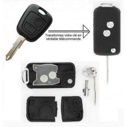 COQUE CLE ADAPTABLE PSA 2 BOUTONS LAME CRANTEE RETRACTABLE