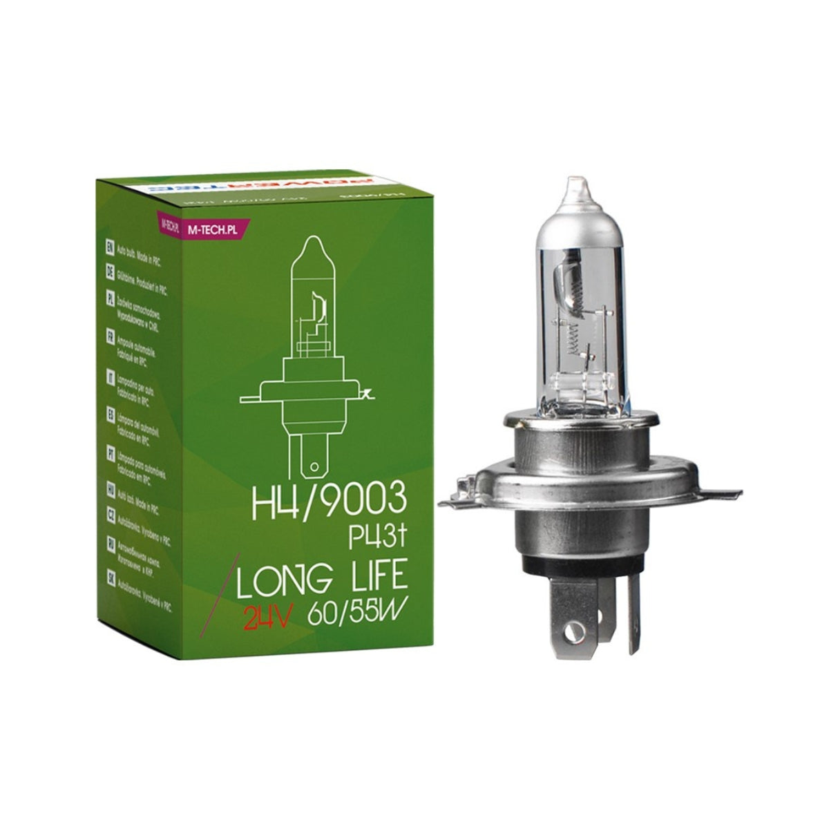AMPOULE HALOGENE H4 P43T 24V 75/70W LONG LIFE (BOITE) X1 MTECH
