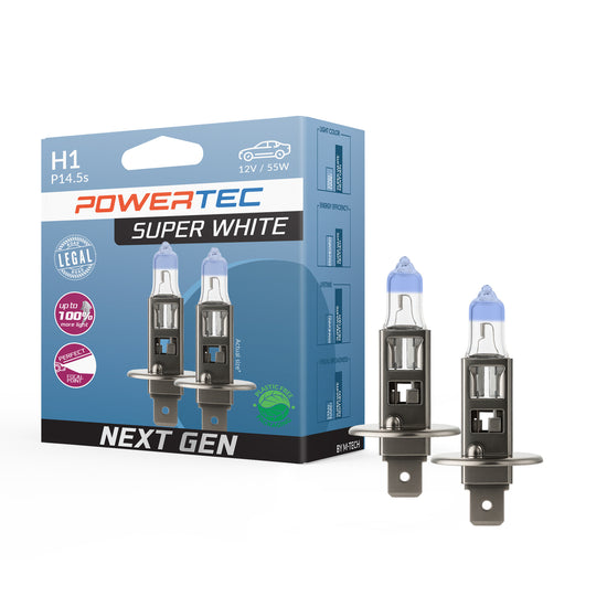 AMPOULES HALOGENES H1 P14.5S 12V 55W SUPERWHITE (BLISTER) X2 MTECH