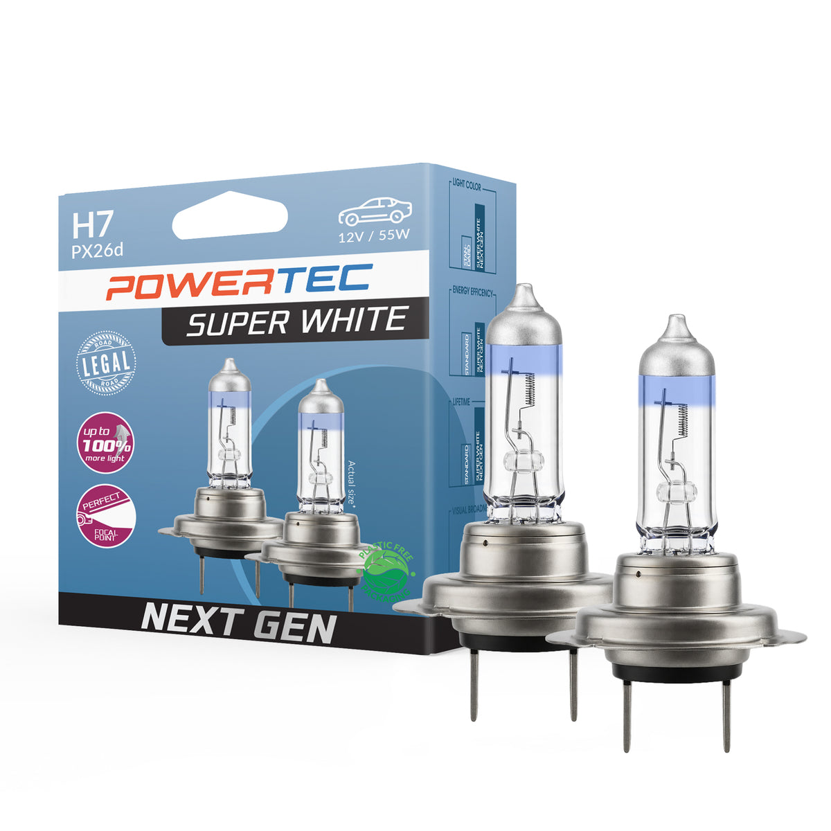 AMPOULES HALOGENES H7 PX26D 12V 55W SUPERWHITE (BLISTER) X2 MTECH