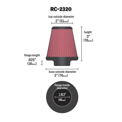 FILTRE A AIR UNIVERSEL K&N RC-2320